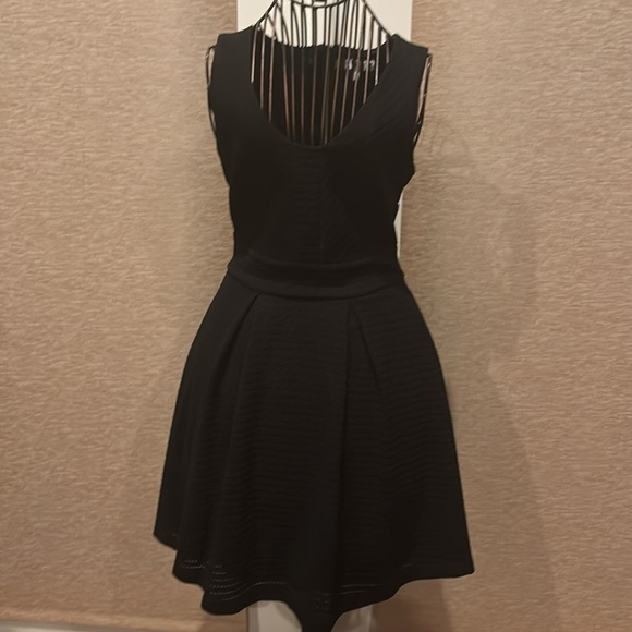 J LO Jennifer Lopez black Pointelle fit and flare dress - Picture 2 of 7